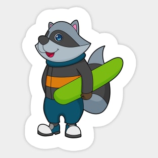 Racoon as Snowboarder with Snowboard Sticker